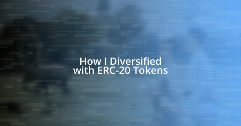 How I Diversified with ERC-20 Tokens