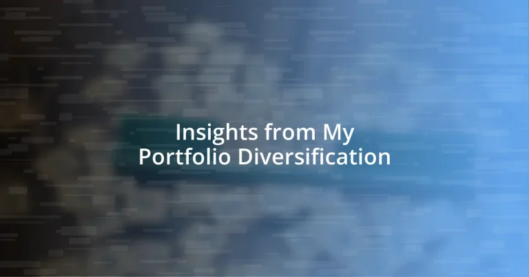 Insights from My Portfolio Diversification