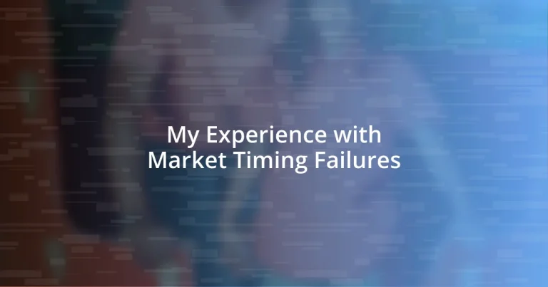 My Experience with Market Timing Failures