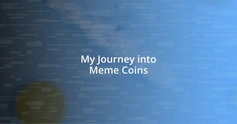 My Journey into Meme Coins