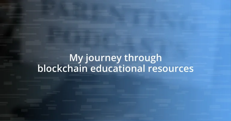 My journey through blockchain educational resources