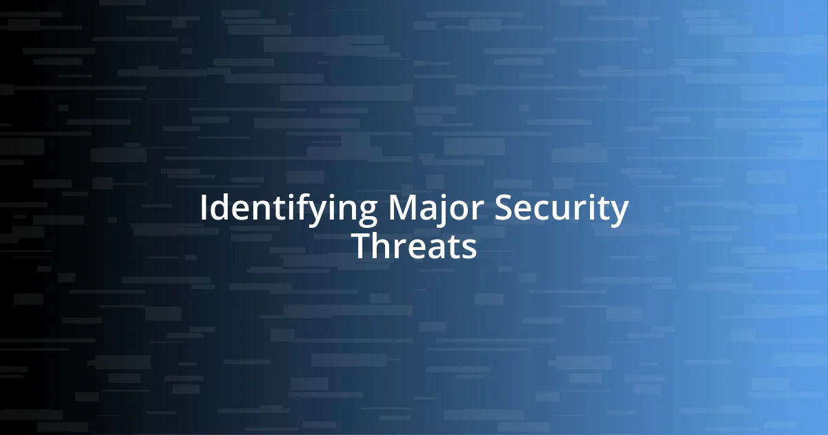 Identifying Major Security Threats