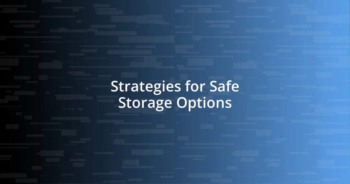 Strategies for Safe Storage Options