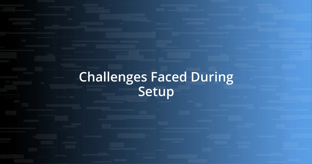 Challenges Faced During Setup