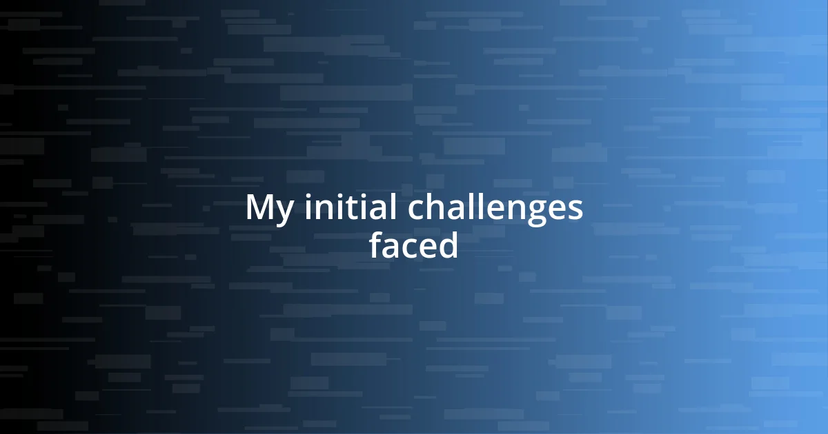 My initial challenges faced