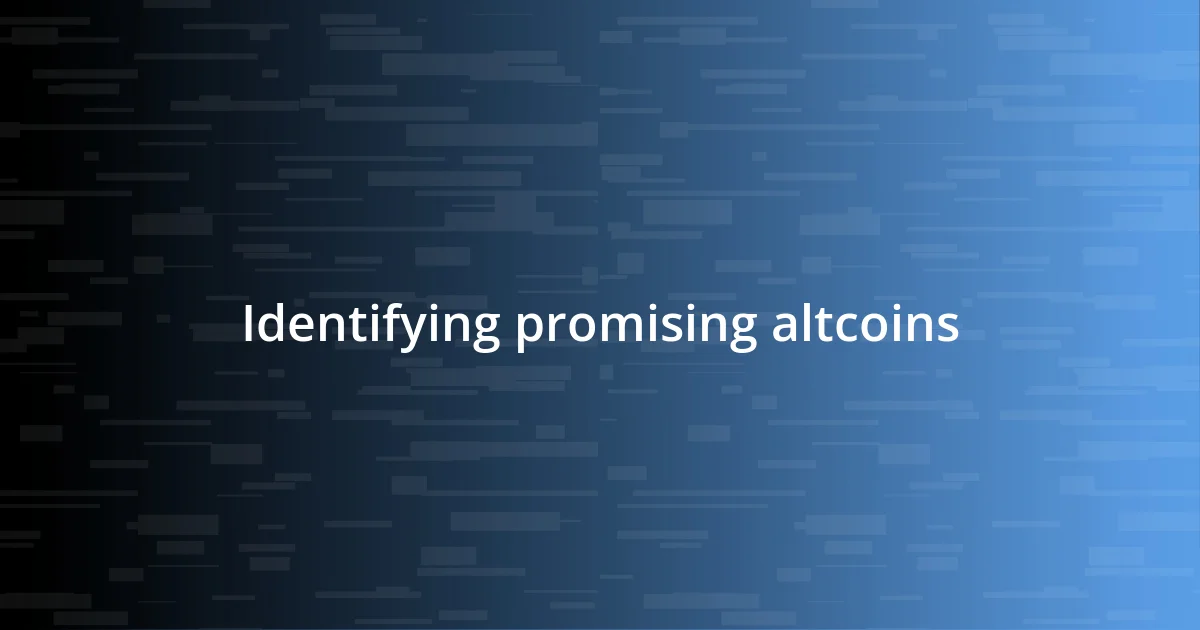 Identifying promising altcoins