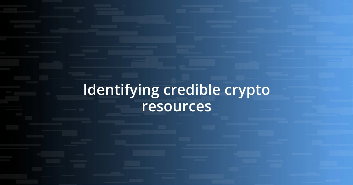 Identifying credible crypto resources